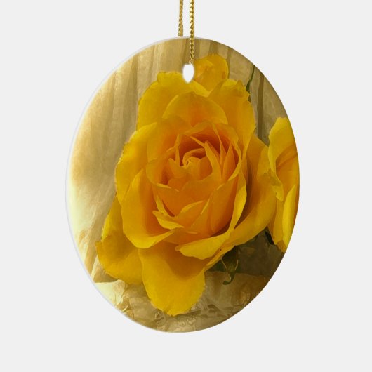 Gelbe Rose Keramik Ornament (Rechts)