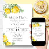 Gelbe Rose Kinderdusche Einladung