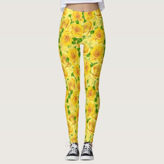 Gelbe Rose Leggings (Vorderseite)