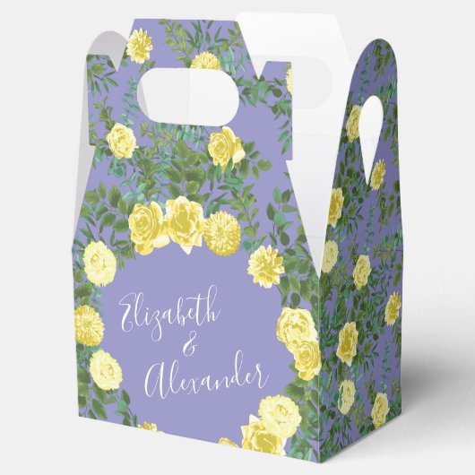 Gelbe Rose & Lila Periwinkle Hochzeit Geschenkschachtel (Geöffnet)