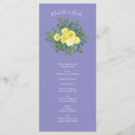 Gelbe Rose & Lila Periwinkle Hochzeit Menükarte