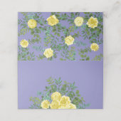 Gelbe Rose & Lila Periwinkle Hochzeit Platzkarte (Außenseite Aufgefaltet)
