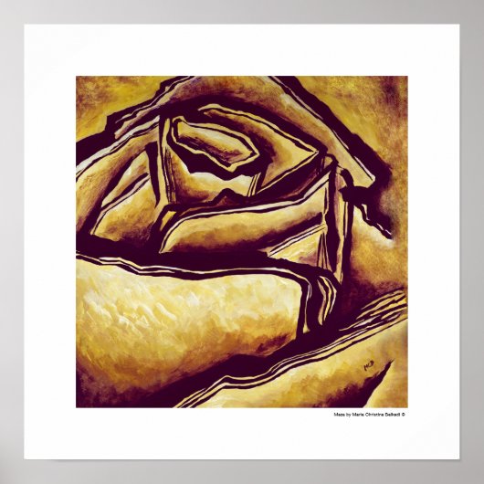 Gelbe Rose Maze Abstrakt Floral MC Belkadi Poster (Vorne)