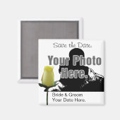 Gelbe Rose mit Ihrem Foto Speichern Sie das Datums Magnet (Vorderseite/Rückseite)