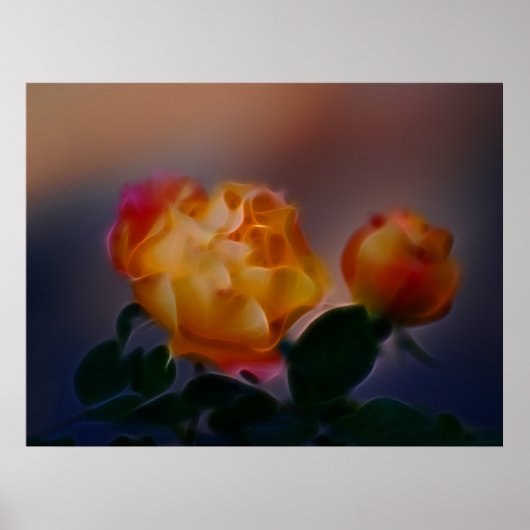 Gelbe Rose mit rosa und rosa Bedeutung Poster (Vorne)