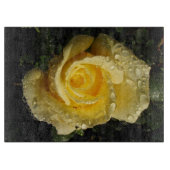 Gelbe Rose mit Tau Ausschnitt-Brett Schneidebrett (Vorderseite)