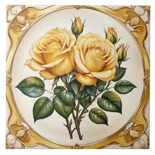 Gelbe Rose Moderne schöne Sammlung Fliese (Vorderseite)