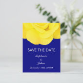 Gelbe Rose Navy Blau Niedlich Save the Date Cool Postkarte (Stehend Vorderseite)
