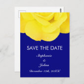 Gelbe Rose Navy Blau Niedlich Save the Date Cool Postkarte (Vorne/Hinten)