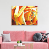 Gelbe Rose originale Aquarellkunst Blume Leinwanddruck (Insitu (Wohnzimmer))