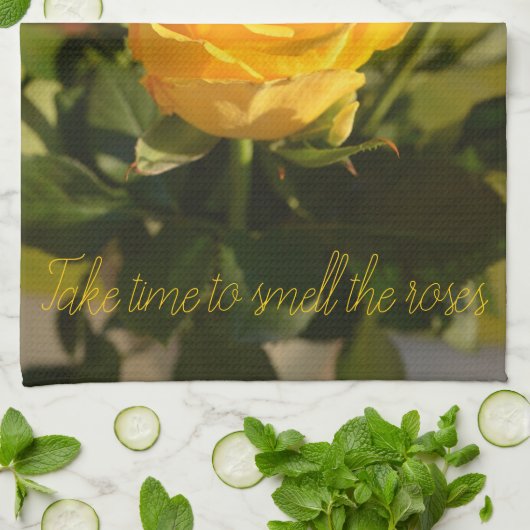 Gelbe Rose Personalisiert Geschirrtuch (Gefaltet)