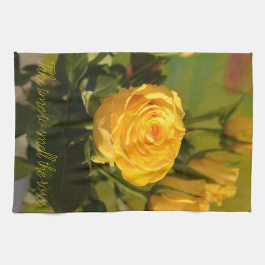 Gelbe Rose Personalisiert Geschirrtuch (Horizontal)