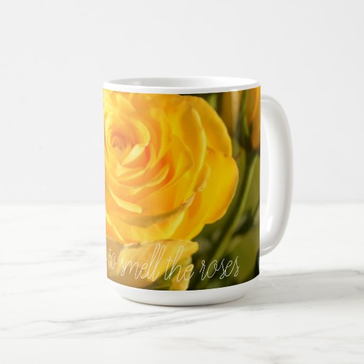 Gelbe Rose Personalisiert Kaffeetasse (VorderseiteRechts)