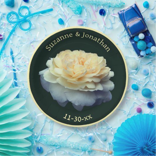 Gelbe Rose Personalisierte Hochzeitsbridal Pappteller (Party)