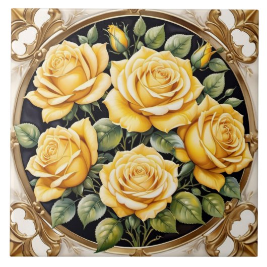 Gelbe Rose Populäre schöne Sammlung Fliese (Vorderseite)