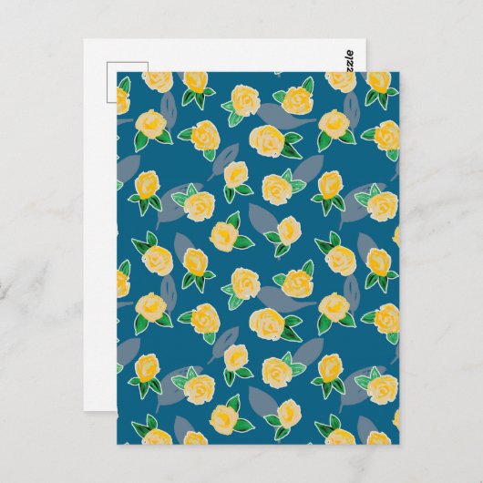 Gelbe Rose Postkarte (Vorne/Hinten)