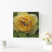 Gelbe Rose Quadratische Wanduhr (Zuhause)