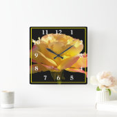 Gelbe Rose Quadratische Wanduhr (Zuhause)