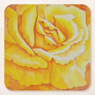 Gelbe Rose Rechteckiger Pappuntersetzer