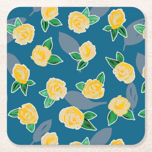 Gelbe Rose Rechteckiger Pappuntersetzer (Vorderseite)