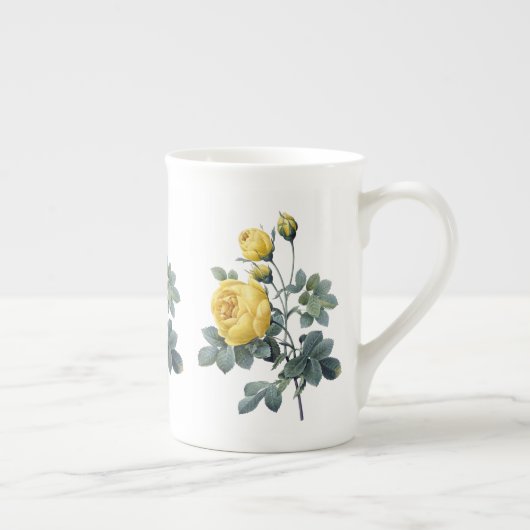 Gelbe Rose Redoute Knochen-China-Tasse Porzellantasse (Rechts)