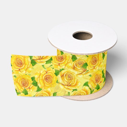 Gelbe Rose Satinband (Spule)