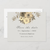 Gelbe Rose Save the Date Ankündigungspostkarte (Vorne/Hinten)