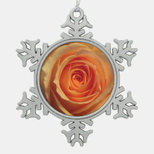 Gelbe Rose Schneeflocken Zinn-Ornament