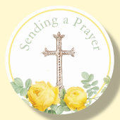 Gelbe Rose sendet ein Gebet religiös Runder Aufkleber