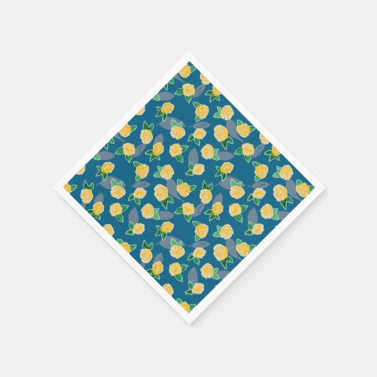 Gelbe Rose Serviette (Ecke)