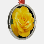 Gelbe Rose Silbernes Ornament (Rechts)
