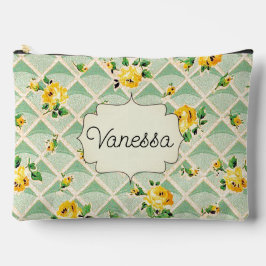 Gelbe Rose Spring Trellis Vintage Namenstasche Zubehörtasche