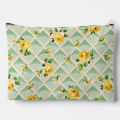 Gelbe Rose Spring Trellis Vintage Namenstasche Zubehörtasche (Rückseite)