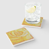 Gelbe Rose Steinuntersetzer (Seitenansicht)