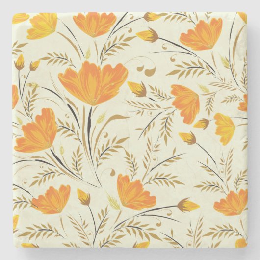 Gelbe Rose Steinuntersetzer (Vorderseite)