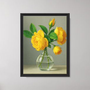 Gelbe Rose Stillleben Leinwand Mauer Printmedien