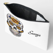 Gelbe Rose Sugar Schädelname / Löschen Zubehörtasche (Offen)