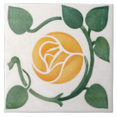 Gelbe Rose Symmetrische Art Deco Keramik Tile Fliese (Vorderseite)