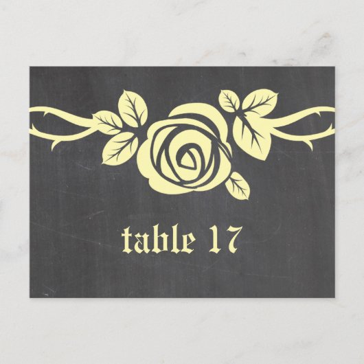 Gelbe Rose Tischnummer Postkarte (Vorderseite)