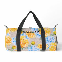 Gelbe Rose und blaue Hydrangea florale Duffel-Tasc