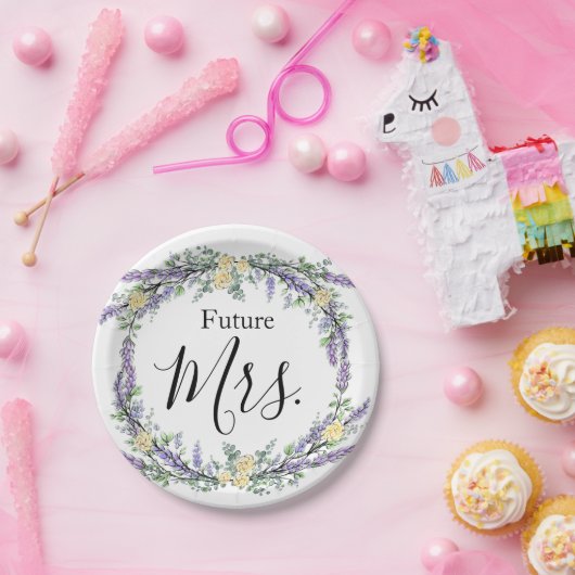 Gelbe Rose und Eukalyptus Pappteller (Party)