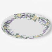 Gelbe Rose und Eukalyptus Pappteller (Schrägansicht)