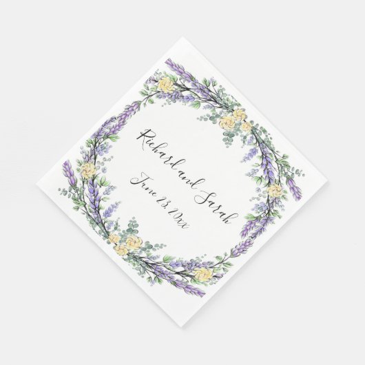 Gelbe Rose und Eukalyptus Serviette (Ecke)