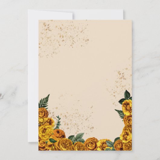 Gelbe Rose und Gold Elegante Quinceñera Einladung (Rückseite)