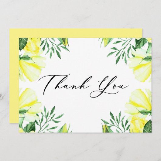 Gelbe Rose und Peonys Dankeskarte (Vorne/Hinten)