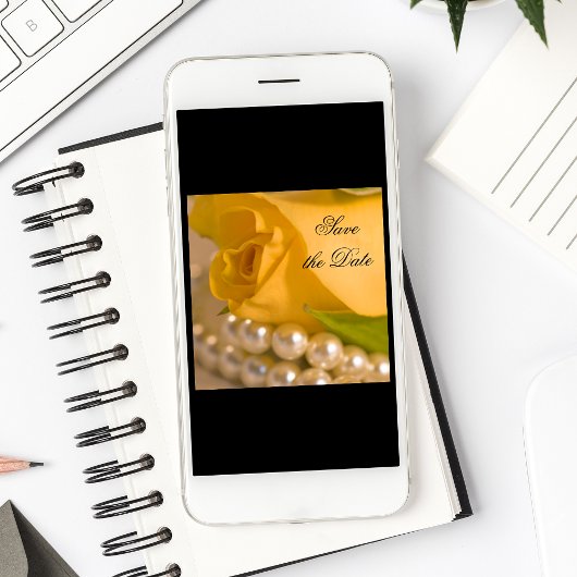 Gelbe Rose und Perlen Hochzeit Sichern Sie das Dat Save The Date