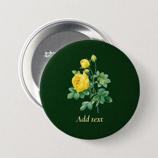 Gelbe Rose und Rosenknospe-Vorlage, Button (Vorne & Hinten)
