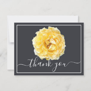 Gelbe Rose und Tautropfen Navy Hintergrund Danke Postkarte