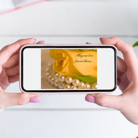 Gelbe Rose und weiße Perlen Einladung zur Hochzeit