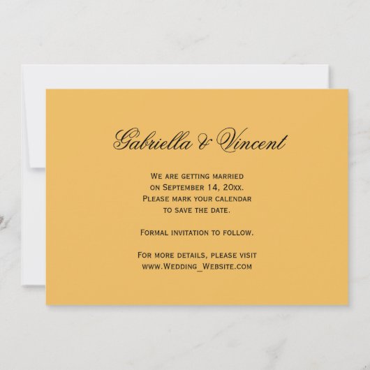 Gelbe Rose und weiße Perlen Hochzeit speichern das Einladung (Rückseite)